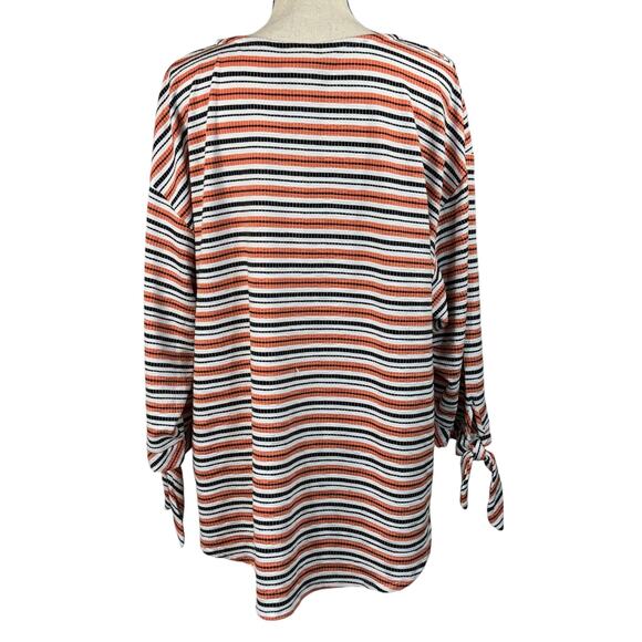 Ruby Rd 1X-Large Top Striped 3/4 Sleeves Stretch Round Neck Pullover Multicolor - Picture 5 of 9